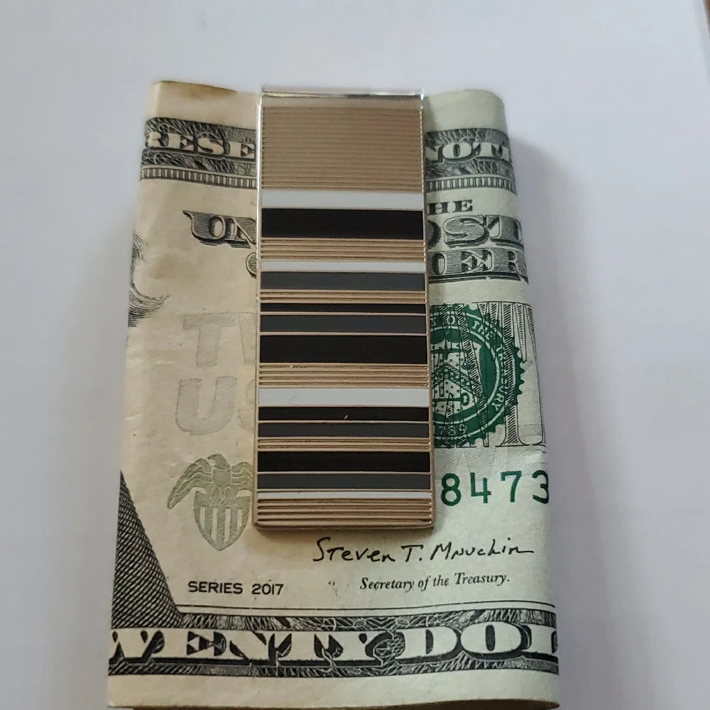 Paul Smith Silver and Black Striped Money Clip